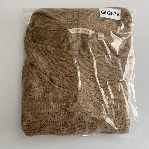 Soft Surroundings Kerry Dress 1X Sleeveless Smocked Waist Cowl Neck Tan - Picture 10 of 10